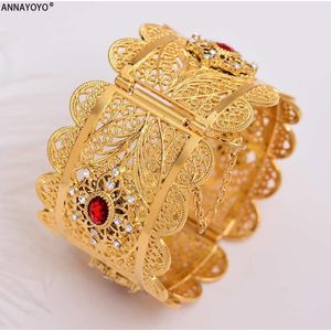 24k Gouden Armbanden voor Vrouwen Goud Dubai Bruid Zirkoon Bruiloft Ethiopische Armband Afrika Bangle Arabische Sieraden Zirkoon Gouden armband