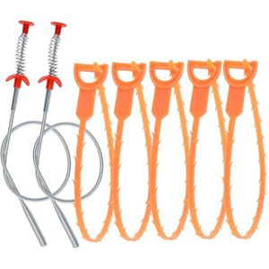 BEST7Pcs Afvoer Snake Set, 5Pcs Afvoer Relief Tool + 2Pcs Afvoer Slang Haar Verstoppen Remover Voor Gootsteen Bad Douche