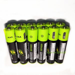 12 Stks/partij Znter 1.5V Aaa Oplaadbare Batterij 600 Mah Usb Oplaadbare Lithium-polymeer Batterij Snel Opladen Via Micro Usb kabel