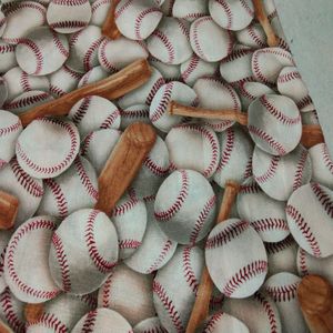 100% Plain Katoenen Witte Baseball Bruin Honkbalknuppel Gedrukt Stof Sport Stof Patchwork Jurk Doek Ornament