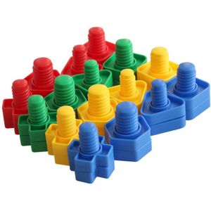 16 Pairs Plastic Kleurrijke Schroef Educatief Speelgoed Kleurrijke Stevige Aanscherping Schroef Speelgoed Moer Speelgoed Schroef Speelbal