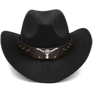 Mistdawn Womem Mannen Wol Blend Western Cowboy Hoed Brede Rand Cowgirl Jazz Sombrero Cap Tauren Lederen Band