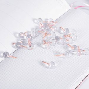 100 Pcs Transparante Pushpins Ronde Bal Punaises Push Pins Rose Gold Tack Pin Tekening Kurk Boord Nagels Kaart Tack Decoratieve mark