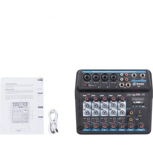 4 Kanaals Portable Digitale O Mixer Console Met Geluidskaart, Bluetooth, Usb, 48V Power Voor Dj Opname Eu Plug