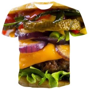 Mannen Kleding Tops T-shirt Aubergine Cheeseburger Print Korte Mouwen Shirts 3D Eten Creatieve Unisexual Zomer Sport Tee