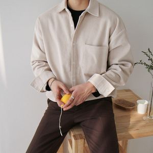 Iefb/Herenkleding Herfst Losse Corduroy Shirt Koreaanse Stijl Trend Casual Knappe Oversize Tops Vintage Kleding 9Y892