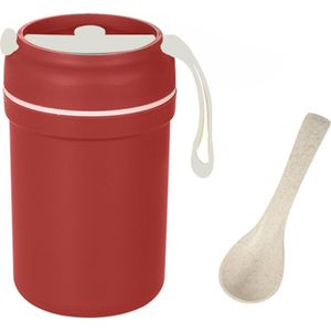 Draagbare Dubbele Laag Lunchbox Voor Voedsel Bento Box Siliconen Thermos Lunchbox Voedsel Container Lunchbox Lekvrij Met Lepel