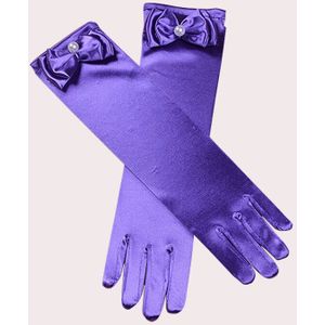 Gilrs Lange Satijnen Handschoenen Zon Bescherming Avondfeest Stretch Bloem Meisje Leuke Jurk Accessoires Ceremoniële Strik Parel Handschoenen