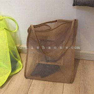 Lichtgewicht Mesh Tas Grote Capaciteit Vrouwen Messerger Zakken Speelgoed Tool Storage Collection Pouch Tote Mom Baby Strandtas