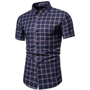 Kancoold Shirt Mens Zomer Plaid Gedrukt Splicing Kleurrijke Streep Revers Korte Mouw Losse Shirt Shirts Voor Mannen Jun24