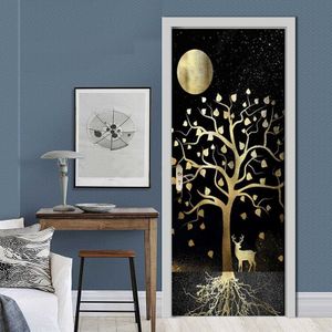 Abstract Fortune Boom Elanden Deur Sticker Pvc Waterdicht Zelfklevend Behang Woonkamer Deur Decor Decals Muurschildering Muurstickers