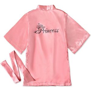 2-7Y Lente Badjas Voor Kinderen Meisjes Roze Kleur Lange Mouwen Glad Stof Princessprint Mode Meisje Kleding