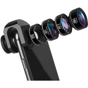 High-End 4 In 1 Telefoon Camera Lens Kit Fish Eye Groothoek Macro Tele Lenzen Met Universele Clip lentes Voor 95% Smartphones