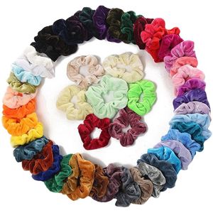 50-Pack Fluwelen Elastiek Bobbles Haarbanden Kleurrijke Haar Tie Touwen Chouchou Mooie Satijn Haarbanden Heldere Kleur Haar band
