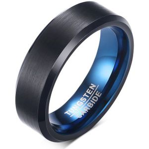 Vnox 6 Mm Blue Real Wolfraamcarbide Ringen Voor Mannen Sieraden Zwart Bruiloft Sieraden