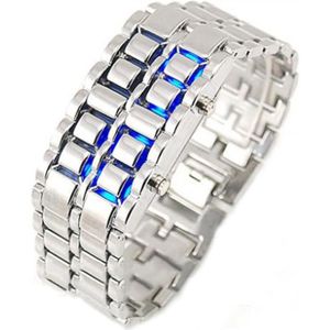 Mode LED Elektronische Horloge Roestvrij Stalen Armband Horloge Mannen Lava Iron Samurai Metal Faceless Digitale Horloges 752
