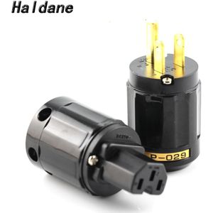 Haldane Paar Hifi Zuiver Koper Vergulde P-029/C-029 Us Power Plug Socket Iec Connector Adapter Voor Diy Amplifie ac Power Kabel