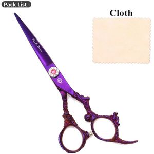 Haar Schaar Regenboog Paarse Draak 6 "Japan 440C 9005 # Kapper Dunner Schaar Kapper Kappers Schaar Haar Snijden Schaar