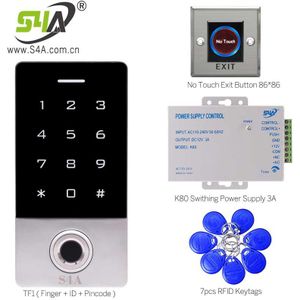 TF1 Vingerafdruk Touch Toetsenbord IP68 Waterdicht Rfid Standalone Access Controller Kits Bevatten K80 Voeding + Drukknop + Keyfobs