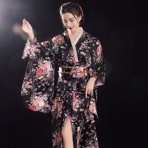 Japanse Traditionele Kimono Voor Vrouwen Herfst Winter Lange Mouw Losse Afdrukken Pyjama Dames Stage Performance Cosplay Kostuum