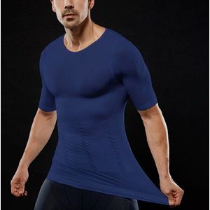 Mannen Compressie Korte Mouw T-shirt Buik Controle Body Bouwen Shapewear Zomer Afslanken Shaper Mvi-Ing