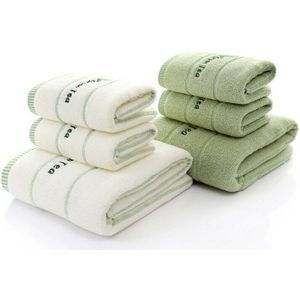 luxe 100% groene thee witte katoen handdoek set badhanddoeken voor volwassenen/kind 1 pc gezicht handdoek 2 pcs voor badkamer