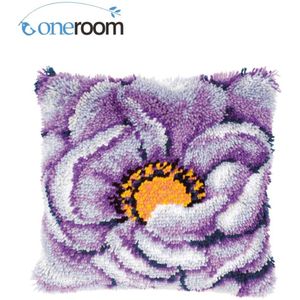 BZ360 Paarse Bloem Haak Tapijt Kit Kussen Diy Unfinished Haken Garen Mat Klink Haak Tapijt Kit Vloer