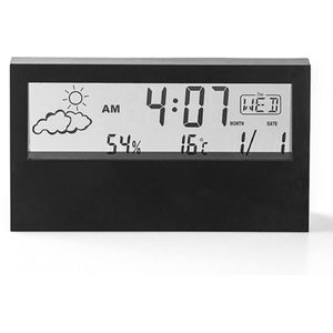 Transparante Screen Weerstation Wekker Indoor Hygrometer Thermometer Weerbericht Sensor Klok Lange Levensduur Batterij