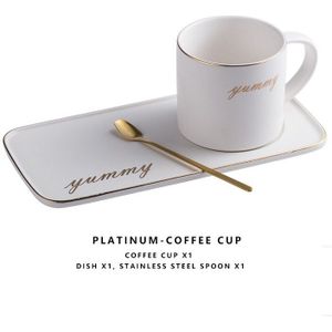 Europese Luxe Keramische Kopje Koffie Gouden Lepel Schotel Mok Pak Creatieve Koffie Accessoires Melk Cup Set Hittebestendig Thee cup