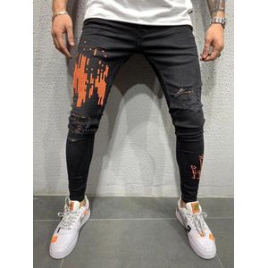 Mens Cool Zwarte Jeans Skinny Ripped Vernietigd Stretch Slim Fit Hop Hop Broek Met Gaten Voor Mannen Plus maat Xxl