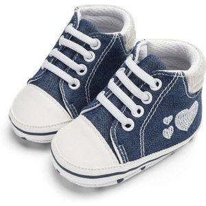 Denim Baby Schoenen Pasgeboren Geborduurd Hart Vorm Schattige Baby Meisje Schoenen Eerste Wandelaars Mode Zachte Bodem Baby Canvas Jongens Schoenen