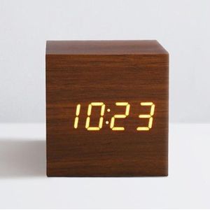 Digitale Houten Klok - Bamboe - Bureauklok - Retro Glow - Voice Control