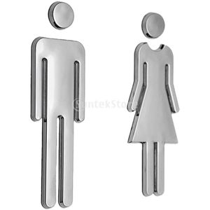 Man & Vrouw Wc Sticker Wc Decals Wc Borden Toilet Wasruimte Bewegwijzering Plaque Voor Winkel Office Home Hotel Restaurant Decor