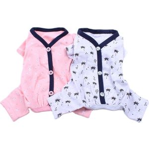 Hond Kat Jumpsuit Shirt 100% Katoen Afdrukken Trainingspak Huisdier Puppy Bloemen Pyjama Broek T-shirt 5 Maten 2 Kleuren