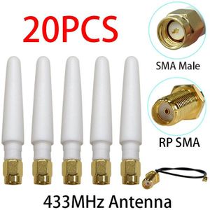 Grandwisdom 20Pcs 433Mhz Antenne 3dbi Sma Mannelijke Lora Antene Pbx Iot Module Lorawan Signaal Ontvanger Antena High Gain