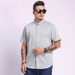 8xl 7xl 6xl 5xl Plus Size Plaid Korte Mouw Shirts Voor Mannen Schilderen Grote Maat Casual Top Blouse Turn Down kraag Mannen Doek