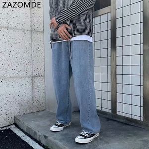 Zazomde Rechte Jeans Mannen Mode Gewassen Effen Kleur Casual Retro Jean Broek Mannen Streetwear Losse Hip Hop Denim Broek mens