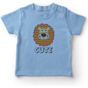 Angmiel Baby Zoete Leeuw Baby Boy T-shirt Blauw