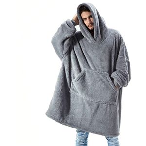 Vrouwen Unisex Solid Casual Loungewear Fall Winter Warme Zachte Fleece Pajama Hooded Lange Mouw Slaap Tops Nachtkleding