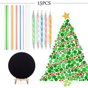 Kerst Gereedschap 15 Pcs Set Ronde Kartonnen Ezel Versiering Stok Punt Boor Pen-Rechte Stok (Plus Blauwe Zak)