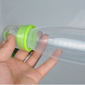 240ML Zuigfles Baby Fles Extrusie Voeden Veilige Zorg Anti-Fragmentatie Plakken Siliconen Rijst Lepel Cap