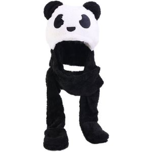 Peuter Kid Winter Schattige Dieren Panda Beer Pompom Oor 3 In 1 Sjaal Muts Handschoenen Set