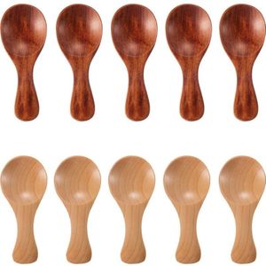 10Pcs Houten Lepels Specerijen Suiker Kruiden Zout Honing Theelepel, Houten Snoep Lepel Kruiden Suiker Koffie Thee Jam