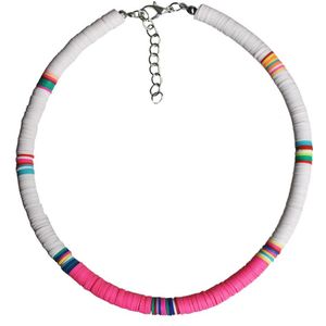 8Mm Gekleurde Surfer Choker Ketting Handgemaakte Vinyl Disc Kralen Ketting Vrouwelijke Bohemian Zoete Overdreven Sieraden