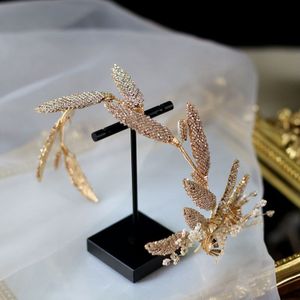 Bridal Temperament Kant Clip Haaraccessoires Haarband Goud Boom Blad Hoofdtooi Luxe Sfeer Handgemaakte Bruiloft Accessoires