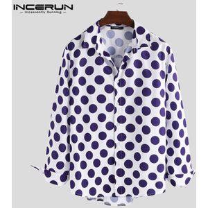 Incerun Polka Dot Mannen Shirt Casual Turn-Down Kraag Tops Lange Mouw Hawaiian Shirts Mannen Camisa plus Size