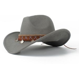 Western Cowboy Hoed Voor Kind Roll-up Rand Jongen Meisje Tovenaar Outblack Sombrero Hombre Jazz Cap Maat 52 -54