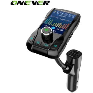 Onever Draadloze Bluetooth Fm-zender Modulator handsfree Car Kit 1.8 Inch Kleurenscherm MP3 Speler met 5V 3.1A Dual USB