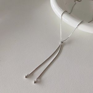 Lange Gouden Ketting Kettingen Voor Vrouwen Mode-sieraden Eenvoudigste Tassel Verstelbare Ketting Zilver Kleur Vrouwelijke Sieraden