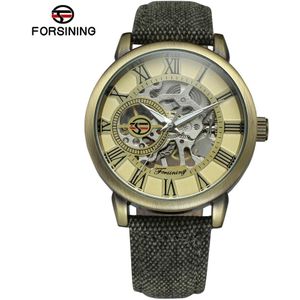 FORSINING Mode mannen en vrouwen horloges donkergroen hollow dial horloges automatische mechanische horloges